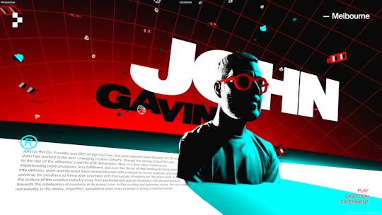 John Gavin, Co-founder & CEO of Nounish, in Nodefest 2025 opening title, created by Yes Captain with Cinema 4D